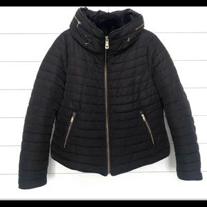Zara anorak black quilted puffer coat